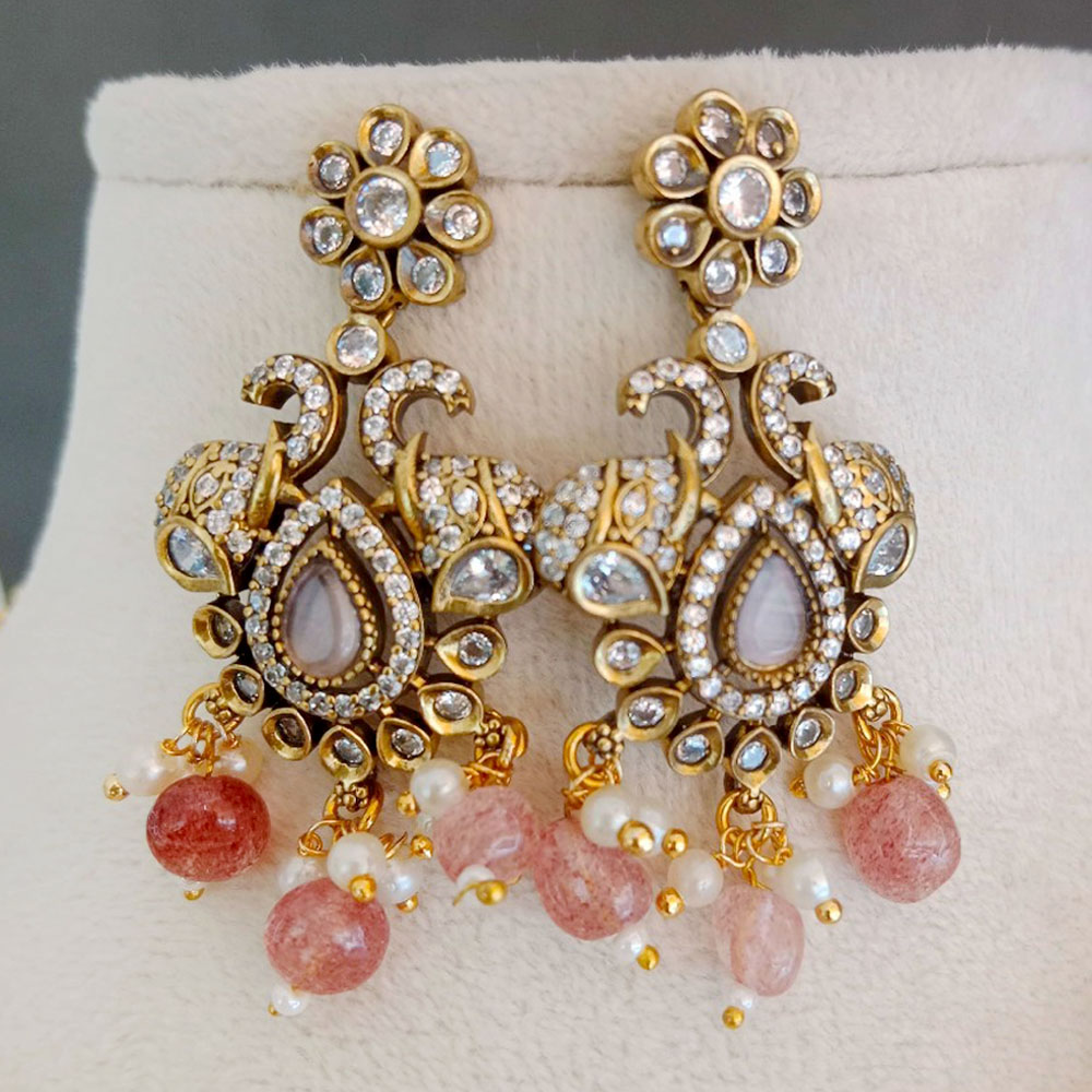Handmade Brass Metal Jewellery Pink Pendant Necklace Set
